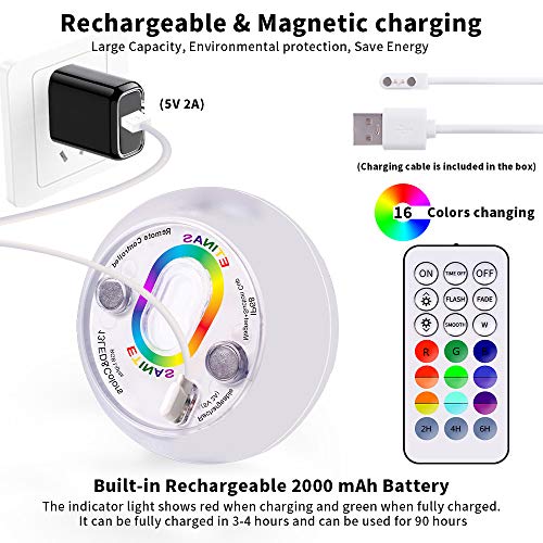 Rechargeable Submersible LED Lights with RF Remote - IP68 Waterpro...