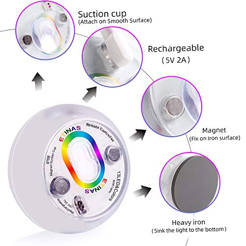Rechargeable Submersible LED Lights with RF Remote - IP68 Waterpro...