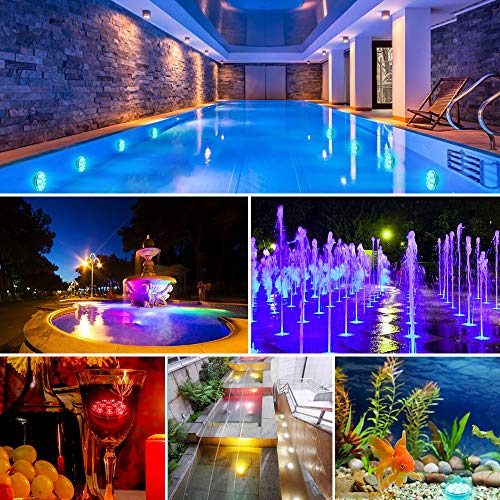 Rechargeable Submersible LED Lights with RF Remote - IP68 Waterpro...