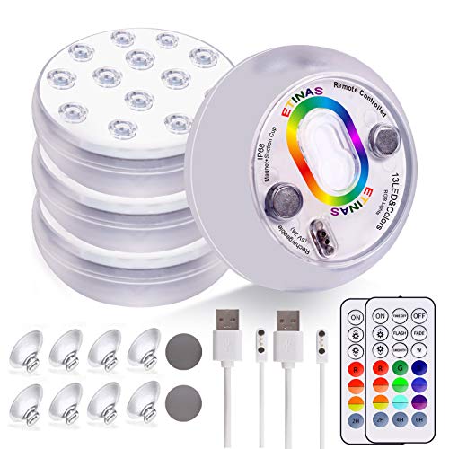 Rechargeable Submersible LED Lights with RF Remote - IP68 Waterpro...