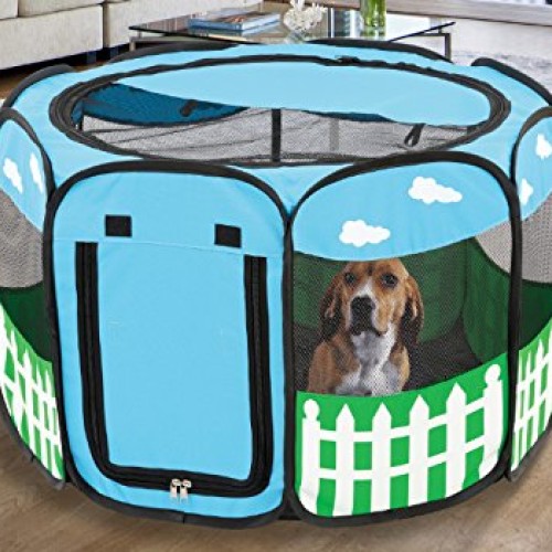 Pet Portable Foldable Play Pen Exercise Kennel Dogs Cats Indoor/ou...