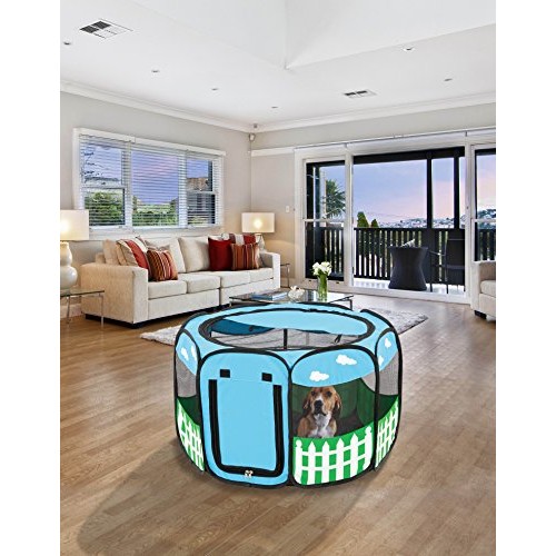 Pet Portable Foldable Play Pen Exercise Kennel Dogs Cats Indoor/ou...