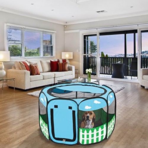 Pet Portable Foldable Play Pen Exercise Kennel Dogs Cats Indoor/ou...
