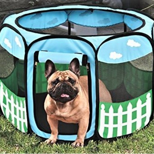 Pet Portable Foldable Play Pen Exercise Kennel Dogs Cats Indoor/ou...