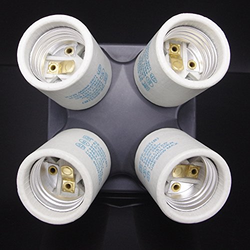 ETOPLIGHTING Porcelain Four Head Light Bulb Socket Splitter E26/E2...