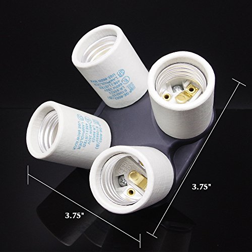ETOPLIGHTING Porcelain Four Head Light Bulb Socket Splitter E26/E2...