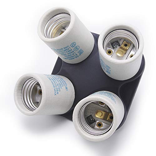 ETOPLIGHTING Porcelain Four Head Light Bulb Socket Splitter E26/E2...