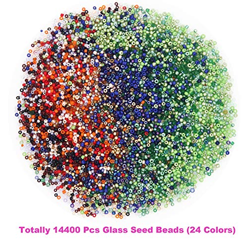 EuTengHao 14400pcs Glass Seed Beads Small Craft Beads for DIY Brac...