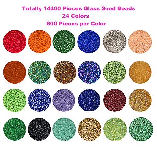 EuTengHao 14400pcs Glass Seed Beads Small Craft Beads for DIY Brac...