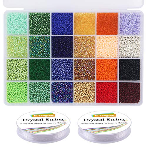 EuTengHao 14400pcs Glass Seed Beads Small Craft Beads for DIY Brac...
