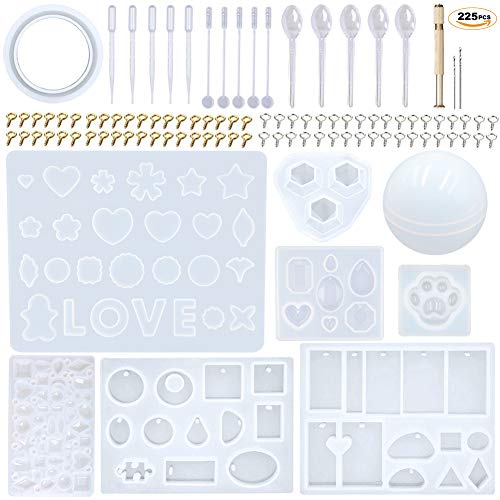 EuTengHao 225Pcs DIY Jewelry Silicone Casting Molds Tools Set Cont...