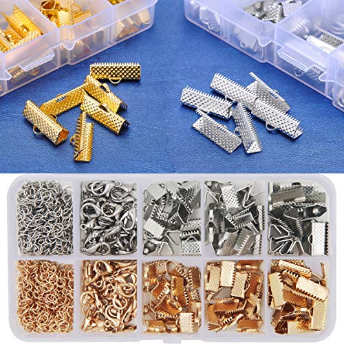 EuTengHao 440Pcs Ribbon Bracelet Kit Bookmark Pinch Crimp Ends Jew...