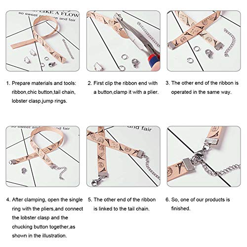 EuTengHao 440Pcs Ribbon Bracelet Kit Bookmark Pinch Crimp Ends Jew...