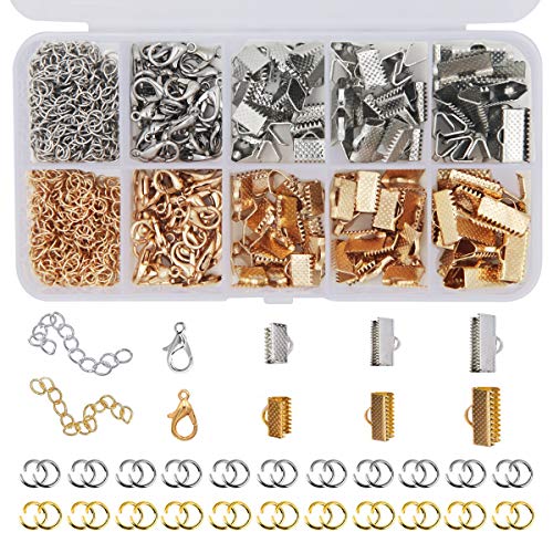 EuTengHao 440Pcs Ribbon Bracelet Kit Bookmark Pinch Crimp Ends Jew...