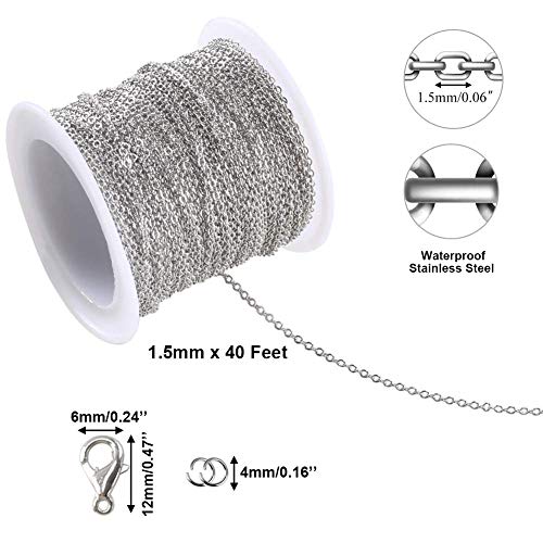 EuTengHao Necklace Jewelry Chain 40 Feet Kit with 100 Jump Rings a...