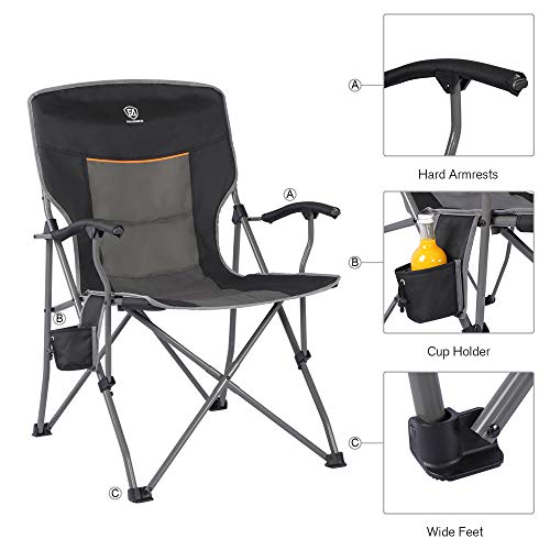 EVER ADVANCED Foldable Camping Chair Padded Arm Chair,Collapsible ...