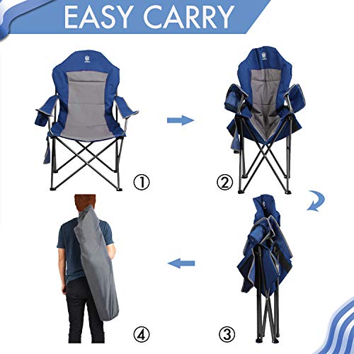 EVER ADVANCED Oversized Padded Quad Arm Chair Collapsible Steel Fr...