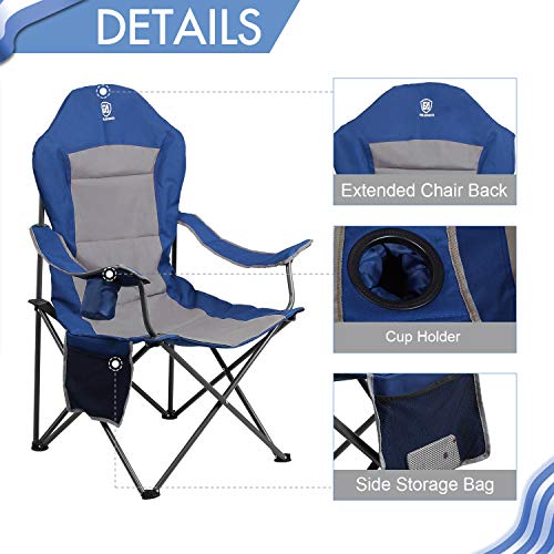 EVER ADVANCED Oversized Padded Quad Arm Chair Collapsible Steel Fr...