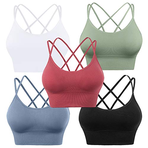 Evercute Cross Back Sport Bras Padded Strappy Criss Cross Cropped ...