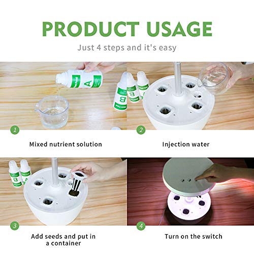 everecoo Hydroponics Growing System, Mini Indoor Herb Garden with ...