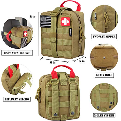 EVERLIT 250 Pieces Survival First Aid Kit IFAK Molle System Compat...