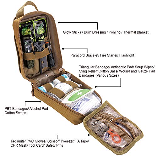EVERLIT 250 Pieces Survival First Aid Kit IFAK Molle System Compat...