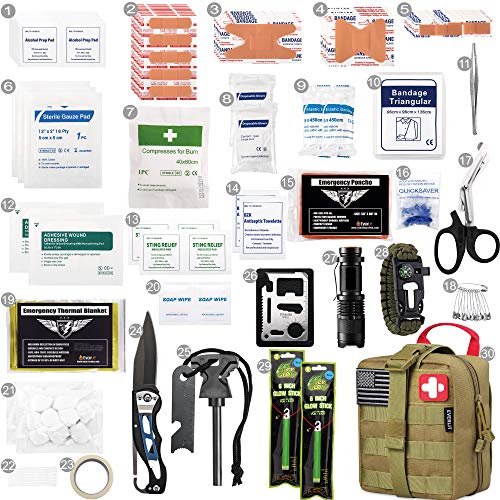 EVERLIT 250 Pieces Survival First Aid Kit IFAK Molle System Compat...