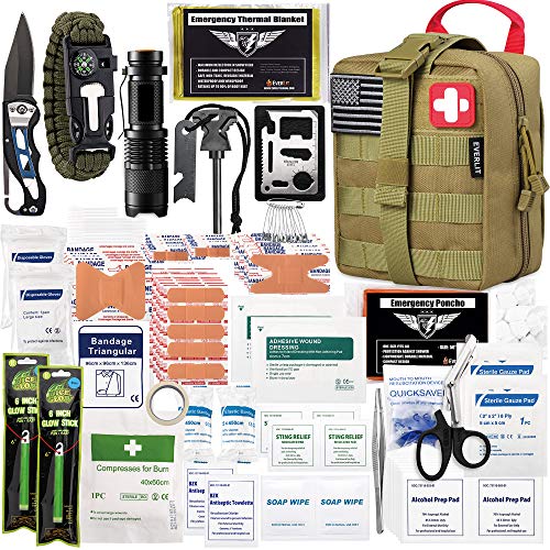 EVERLIT 250 Pieces Survival First Aid Kit IFAK Molle System Compat...