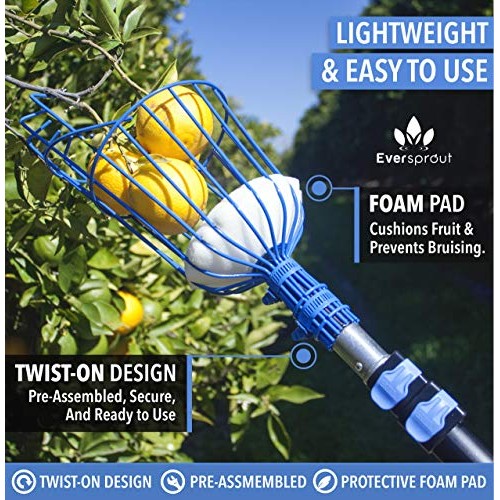 EVERSPROUT 13-Foot Fruit Picker 20+ Foot Reach | Preassembled, E...