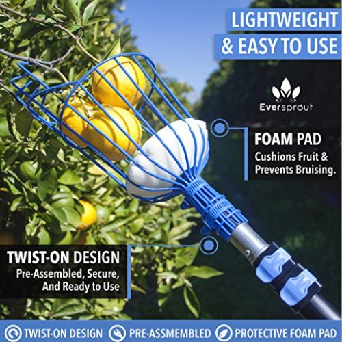 EVERSPROUT 13-Foot Fruit Picker 20+ Foot Reach | Preassembled, E...