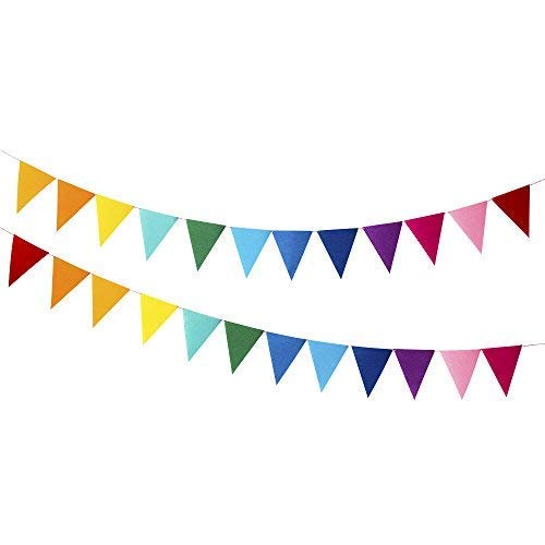 Every Cares Rainbow Felt Fabric Bunting, 24 Pcs/ 16.4 Feet2 Pack...