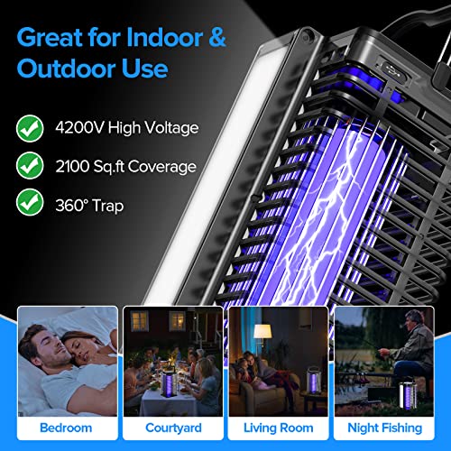 Bug Zapper Outdoor Indoor, Solar Mosquito Zapper with Reading Lamp...
