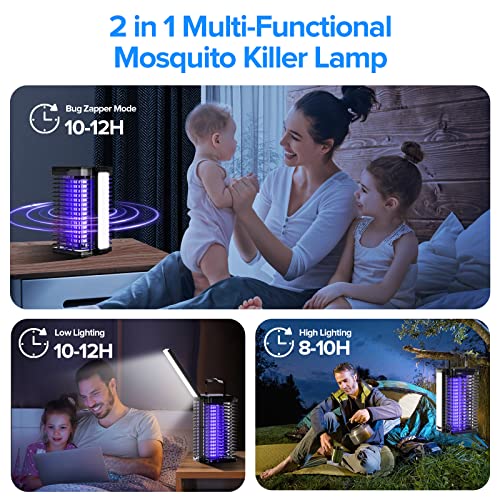 Bug Zapper Outdoor Indoor, Solar Mosquito Zapper with Reading Lamp...