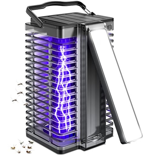 Bug Zapper Outdoor Indoor, Solar Mosquito Zapper with Reading Lamp...