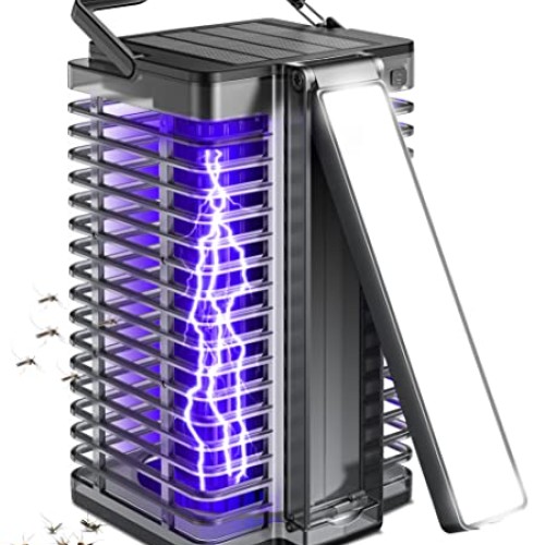 Bug Zapper Outdoor Indoor, Solar Mosquito Zapper with Reading Lamp...