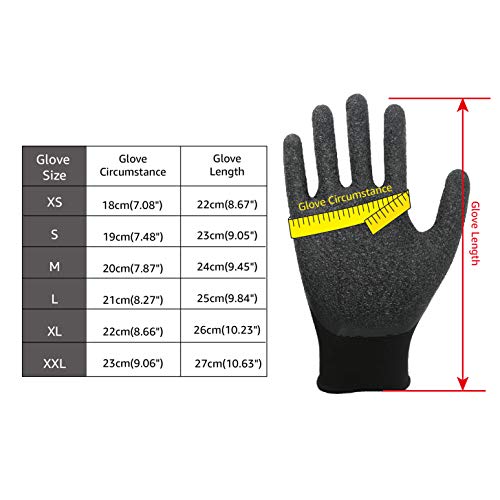 EvridWear Crinkle Latex Rubber Hand Coated Safety Work Gloves for ...