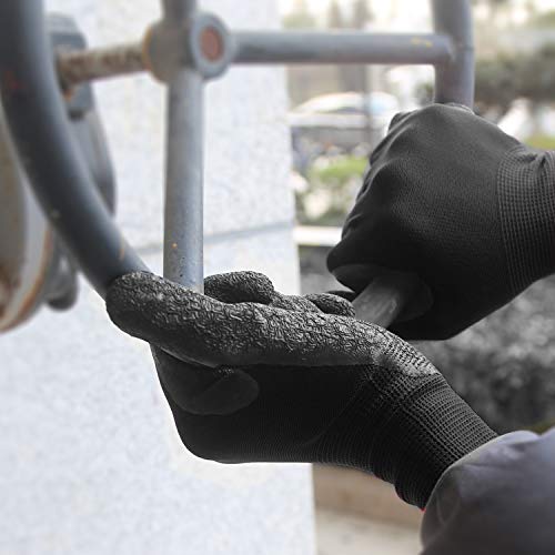 EvridWear Crinkle Latex Rubber Hand Coated Safety Work Gloves for ...