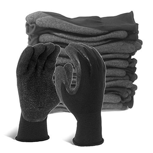 EvridWear Crinkle Latex Rubber Hand Coated Safety Work Gloves for ...