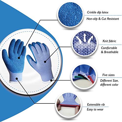 EvridWear Rough Rubber Grip Latex Palm Coated Safety Gloves for Me...