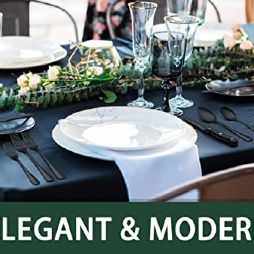 24-Piece Black Silverware Set with Steak Knives, Black Flatware Se...