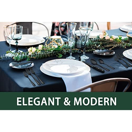 24-Piece Black Silverware Set with Steak Knives, Black Flatware Se...