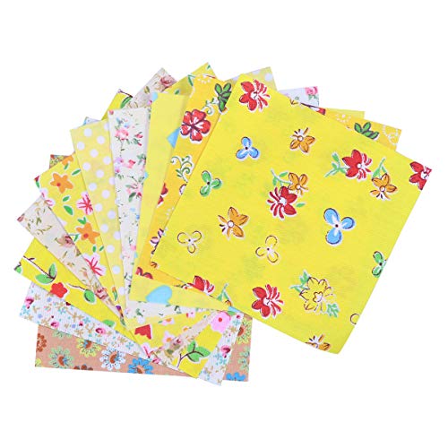 Exceart 10 Pcs Quarter Fabric Squares Quilting Cotton Twill Printe...