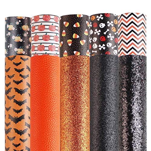 EXCEART 10Pcs Halloween Theme PU Leather Fabric Sheets Earrings Ma...