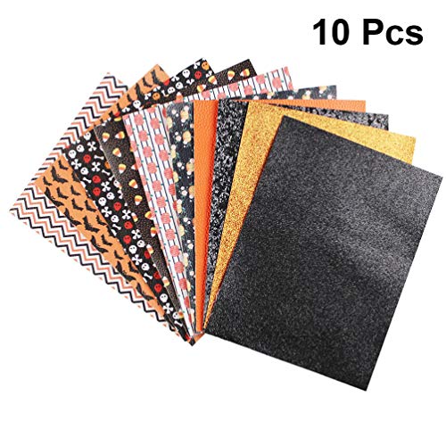 EXCEART 10Pcs Halloween Theme PU Leather Fabric Sheets Earrings Ma...
