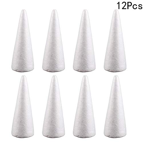 EXCEART 12pcs Craft Foam Cone White Styrofoam Cones for DIY Craft ...