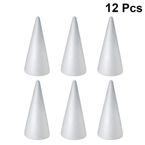 EXCEART 12pcs Foam Cones for DIY Crafts White Styrofoam Cones Chri...