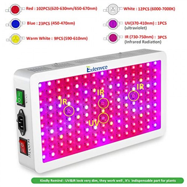 Exlenvce 1500w LED Grow Light Full Spectrum with Triple-Chips 15W ...