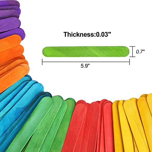 600 Pack 6 Inch Colored Craft Sticks Wooden Popsicle Sticks, CBTON...