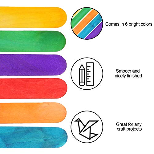 600 Pack 6 Inch Colored Craft Sticks Wooden Popsicle Sticks, CBTON...