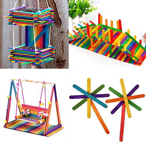 600 Pack 6 Inch Colored Craft Sticks Wooden Popsicle Sticks, CBTON...